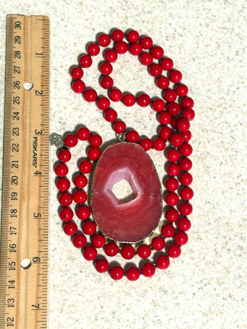 Karma and Luck Long Red Agate Druzy Necklace - Picture 10 of 15